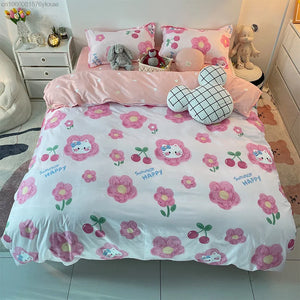 Sanrio Sabanas Hello Kitty Comforter Bedding Accessories Y2k Disney Lotso Sheet Duvet Cover Pillowcase Bed Linens Home 4-piece