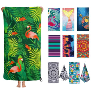 Flamingo Printed Soft Beach Towel Sand Free Pool Blanket Thin Quick Fast Dry Absorbent Oversized Lightweight Bath Towels