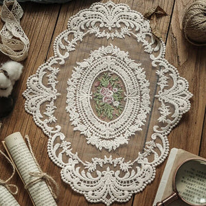 Dining Table Cover Embroidered Table Cloth Elegant Round Lace Tablecloth Coffee Coasters Napkin Party Wedding Decoration