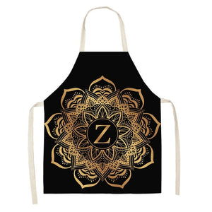 Gold Monogrammed Mandala Print Sleeveless Kitchen Apron Cooking Accessories Baking Accessories Children's Anti-dirty Apron