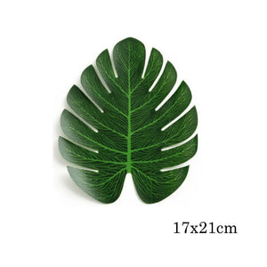 12pcs Tropical Palm Leaves Jungle Decoration Artificial Turtle Leaf Hawaiian Luau Beach Wedding Birthday Party Decor Fake Plants