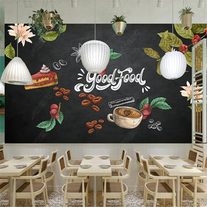 Minimalist Dining Gourmet Coffee Shop Industrial Decoration Wallpaper Blackboard Restaurant Hotel Mural Background Wall Papers