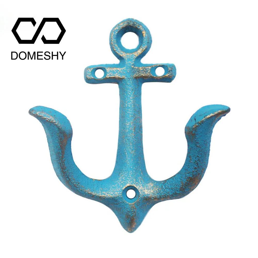 Cast iron nautical anchor wall hook coat hook rack Coastal theme bathroom decorative hooks Swimming pool towel rack Key holder