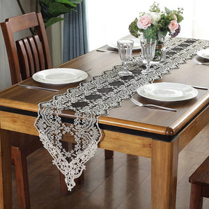 Table Runner White Lace Europe Embroidered Table Flag Jacquard Table Cloth Coffee Tv Cabinet Long Tablecloth Wedding Decoration