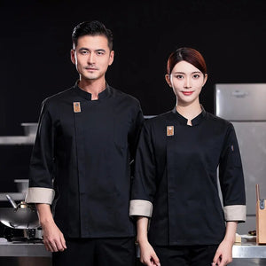 Chef Uniform Long Sleeve Autumn and Winter New Restaurant Dining Kitchen Kitchen Gourmet City Barbecue Restaurant Canteen Work C