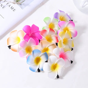 FRCOLOR 24Pcs 2.4 Inch Hawaiian Plumeria Flower Hair Clip Hair Accessory for Beach Party Wedding Event Decoration 12 Colors