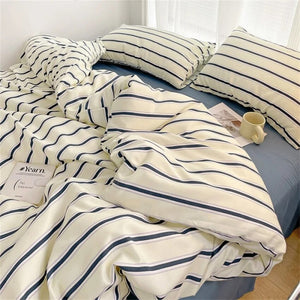 Pure Cotton Duvet Cover Bed Sheet Pillow Case 3/4pc Bedding Set High Quality Soft Comforter Quilt Cover Sleeping Naked Bed Linen