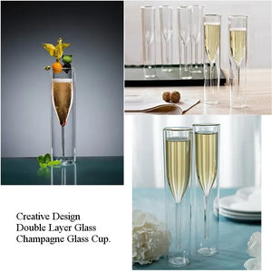 Champagne Glass  Double Wall Glasses Flutes Goblet Bubble Wine Tulip Cocktail Wedding Party  Cup Toast Bodum Thule Glasses Cup