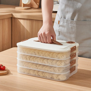 3/4-layer Food Preservation Box Sealed Wonton Dumpling Storage Containers Stackable Durable with Timer Kitchen Supplies