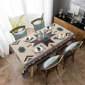 Ethnic Symbols Textured Arrow Squares Wedding Decorative Kitchen Waterproof Tablecloth Gourmet Party Dining Table Cover Cloth