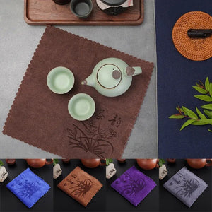 1PC Vintage Tea Towel Thick Fiber Cotton Linen Towel Tea Cloth Gift Table Tray Rag Kung Fu Tea Set Ceremony Accessory Cup Mat