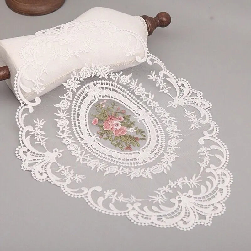 1PC Dinning Table Cover Embroidered Table Cloth Elegant Round Lace Tablecloth Coffee Coasters Napkin Party Wedding Decoration