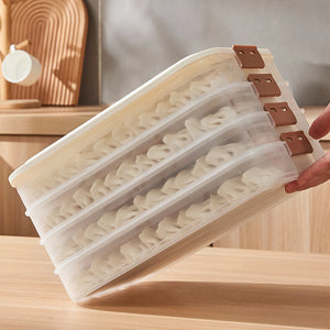 3/4-layer Food Preservation Box Sealed Wonton Dumpling Storage Containers Stackable Durable with Timer Kitchen Supplies