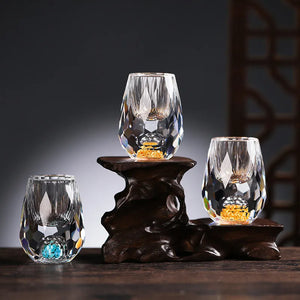 15ml Crystal Glass Cups Gold Foil Home Wine Cocktail Shot Whiskey Vodka Beer Glasses High-End Drinkware   Bar Liquor Mugs