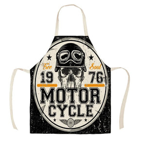 1Pc Kitchen Apron Motorcycle Poster Art Letter Print Ride Your Way Printed Cotton Linen Aprons for Men Home Cleaning Tools