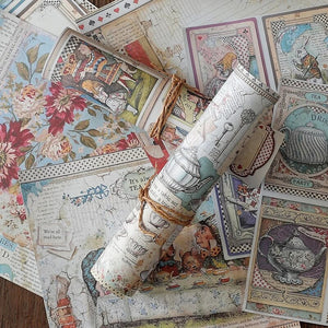 15Sheets Wonderland Girl Material Paper DIY Scrapbooking Junk Journal Background Collage Diary Happy Plan Card Label Decoration