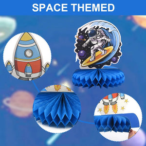 9pcs Cartoon Honeycomb Centerpiece Set Home Table Topper DIY Baby Shower Kids Planet Rocket Astronaut Space Themed Party Decor