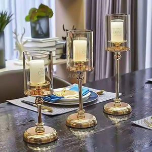 Luxury Classic Metal Candle Holders Vintage Golden Candlestick Home Decoration for Wedding Candelabra Crystal Candle Holder