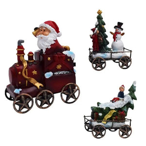 Train Set Figurines Resin Tabletop Santa Claus Figurines With Christmas Tree Collectible Cute Statue For Table Centerpiece