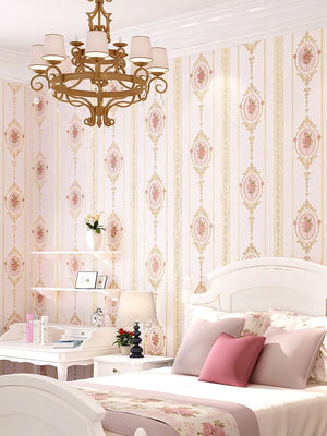 European Countryside Style Floral Wallpaper Room Bedroom Guest Room 3D Warm Non-Woven Wedding Room Background Wallpaper