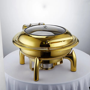 Gold Chaffing Dishes Glass Top Royal Food Warmer Commercial Buffet chaffing dish luxury for Hotel