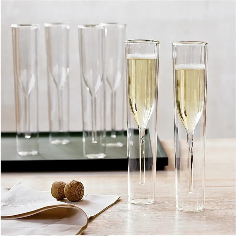 Champagne Glass  Double Wall Glasses Flutes Goblet Bubble Wine Tulip Cocktail Wedding Party  Cup Toast Bodum Thule Glasses Cup