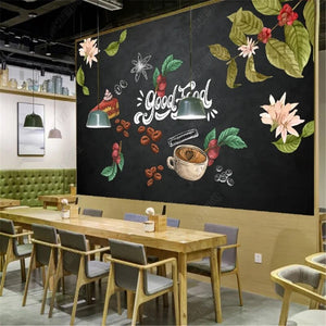 Modern Dining Gourmet Coffee Shop Blackboard Restaurant Wallpapers Industrial Decor Hotel Tooling Mural Background Wall Paper