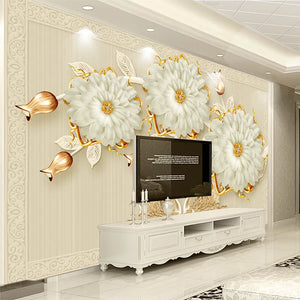 European Style Luxury 3D Jewelry Flowers Swan Mural Wallpaper Living Room TV Sofa Background Wall Covering Decor Papel De Parede