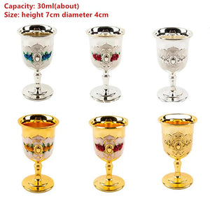 30ml Metal Wine Glasses Retro Wine Cup Goblet Vintage European Style Champagne Cocktail Glasses Bar Home Decor Drinkware