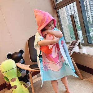 Comfortable Baby Bath Towel Head Warmer Cartoon Child Kid Hooded Cloak Hooded Beach Robe Swim Pool Coverup Poncho Soft