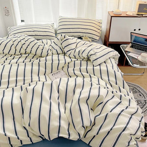 INS Blogger Nordic Sling Bed 150 Bedding Sets Stripes Duvet Cover Set Quilt Cover Bed Sheet Quilt Sets Queen Size Comforter Sets