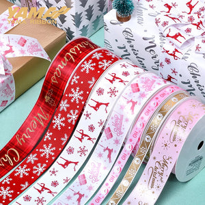 YAMA Christmas Ribbon 10yards/roll 9mm 16mm 25mm christmas ribbon Pink Series Ribbons for Xmas Decoration DIY Craft Supplies