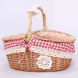 Handmade Big Basket Retro Wicker Carry-on Handle Willow Woven Storage Hamper Outdoor Camping Picnic Fruit Baskets Food Organizer