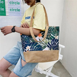 Fashion Folding Women Big Size Handbag Tote Ladies Casual Flower Printing Canvas Graffiti Shoulder Bag Beach Bolsa Feminina