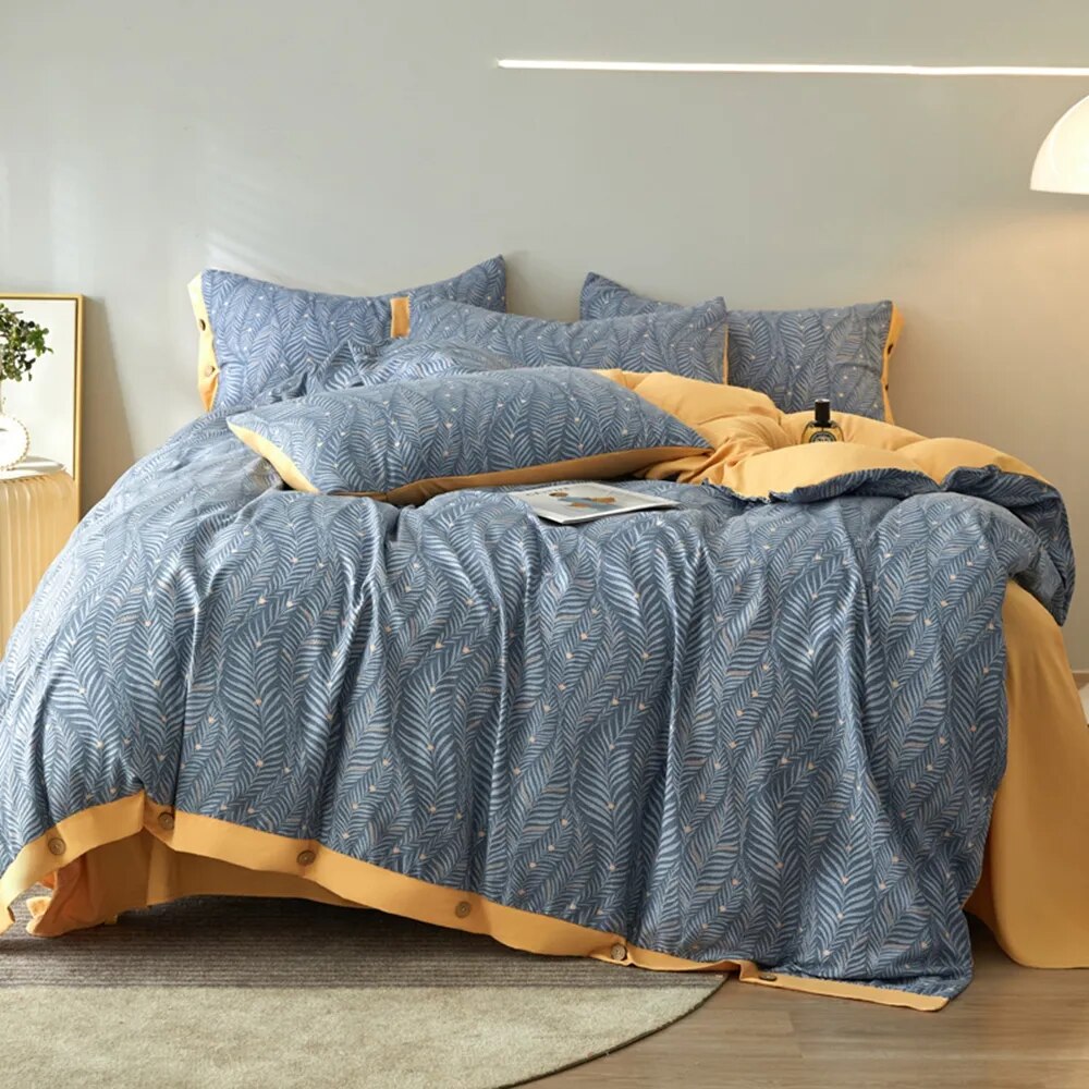 Skin-friendly Washed Cotton Duvet Cover Set with Pillowcase edredom casal Queen Size High Quality Bedding for Home Bed Linens