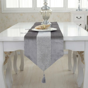 Modern Diamond Velvet Table Runner + 4 Dining Placemats Tablemats Home Decor Wedding Party Decoration NO CUSHION COVER