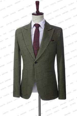 2023 New Groom Wedding Dress Summer Party High End Green Linen Yellow Red Dots Custom Slim Fit Men Suits 2 Pcs Set Jacket Pants