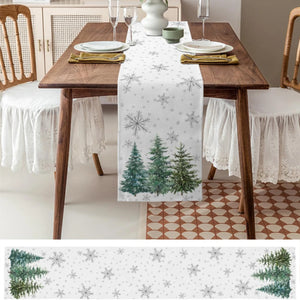 Christmas Green Pine Tree Linen Table Runners Dresser Scarves Table Decor Snowflake Dining Table Runners Christmas Decorations