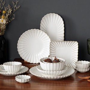 White ceramic tableware Fruit salad dessert plate soup bowl kitchen dish tableware dishes and plates sets  dishes  plate