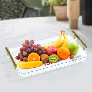 Rectangular Serving Tray Breakfast Tray 12"x8" Elegant Serving Tray with Handles for Ottoman Bathroom Cafe Party Living Room