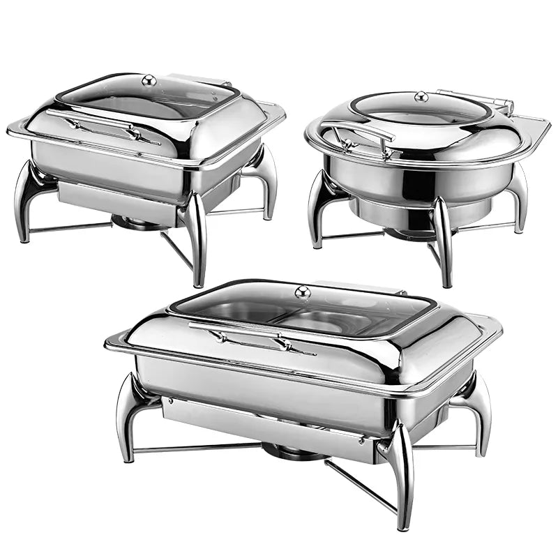 Buffet Catering  hydraulic shaft stainless steel buffet chaffing dish food warmer chaffing dish glass top kitchen equipment