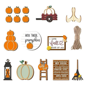 Halloween Set Chevron Board Tiered Tray Decor Cute Pumpkin Alphabet Broom Sign Farmhouse Fall Table Centerpieces