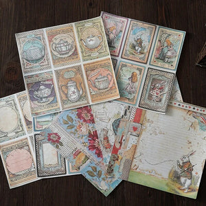 15Sheets Wonderland Girl Material Paper DIY Scrapbooking Junk Journal Background Collage Diary Happy Plan Card Label Decoration