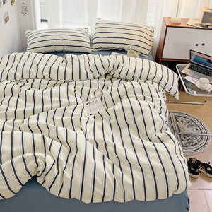 INS Blogger Nordic Sling Bed 150 Bedding Sets Stripes Duvet Cover Set Quilt Cover Bed Sheet Quilt Sets Queen Size Comforter Sets