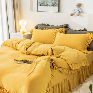 Bedding Set Luxury Princess Ruffle Bow Bed Linen Double Duvet Cover Set Bed Sheet Bed Comforter Set Bettwäsche 220×240