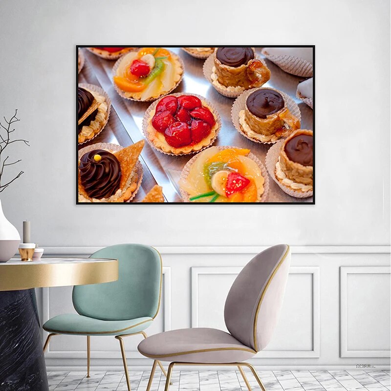 9 Sizes Modern Colorful Decorative Painting Gourmet Strawberry Chocolate Chip Cookies Dining Room Living Room Kitchen Home Decor