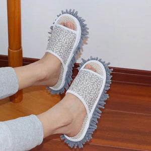 Floor Dust Cleaning Slippers Lazy Clean Floor Slippers Removable Washable Chenille Linen Household Floor Slippers Mopping Shoes