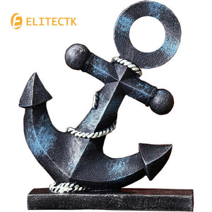 Nautical Boat Anchor Sculpture Decor - Creative Coastal Model Art Theme Ocean Retro Style Decorations Navy Home Office Desktop