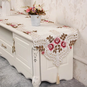 Table Runner For Dining Table Runners Wedding Polyester Table Flag Europe Embroidered Dresser Table Cover Flower Shoe Dust Cover