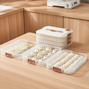 3/4-layer Food Preservation Box Sealed Wonton Dumpling Storage Containers Stackable Durable with Timer Kitchen Supplies